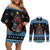 Happy Hockeyday Christmas Couples Matching Off Shoulder Short Dress and Long Sleeve Button Shirt Xmas Holiday Patterns - Wonder Print Shop