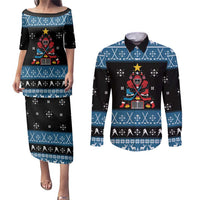 Happy Hockeyday Christmas Couples Matching Puletasi and Long Sleeve Button Shirt Xmas Holiday Patterns - Wonder Print Shop
