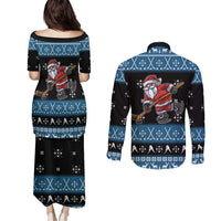 Happy Hockeyday Christmas Couples Matching Puletasi and Long Sleeve Button Shirt Xmas Holiday Patterns - Wonder Print Shop