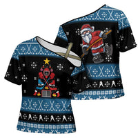 Happy Hockeyday Christmas Cross Shoulder Shirt Xmas Holiday Patterns - Wonder Print Shop