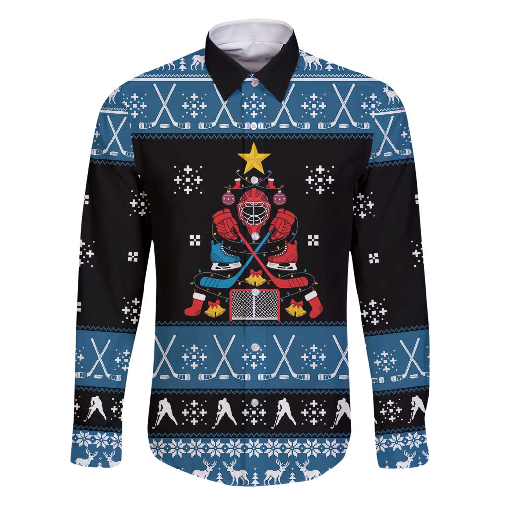 Happy Hockeyday Christmas Family Matching Long Sleeve Bodycon Dress and Hawaiian Shirt Xmas Holiday Patterns - Wonder Print Shop