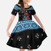 Happy Hockeyday Christmas Family Matching Mermaid Dress and Hawaiian Shirt Xmas Holiday Patterns - Wonder Print Shop