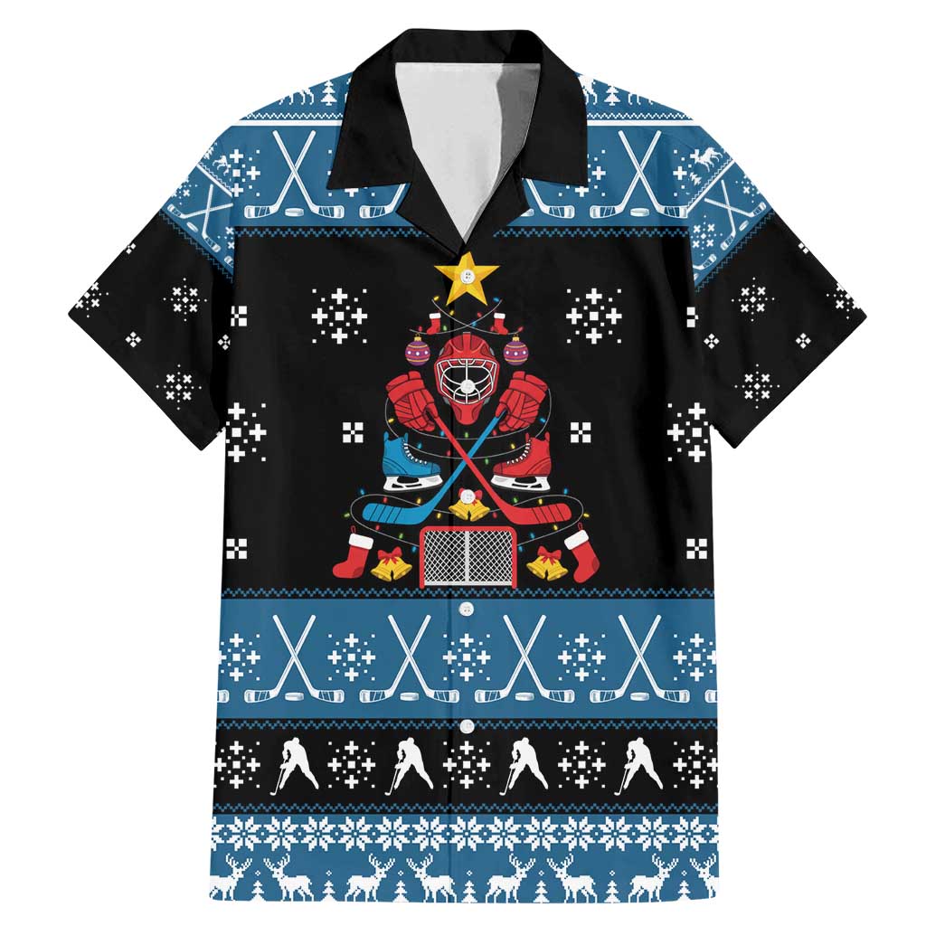 Happy Hockeyday Christmas Family Matching Mermaid Dress and Hawaiian Shirt Xmas Holiday Patterns - Wonder Print Shop