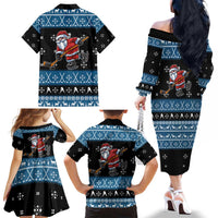 Happy Hockeyday Christmas Family Matching Off The Shoulder Long Sleeve Dress and Hawaiian Shirt Xmas Holiday Patterns - Wonder Print Shop