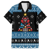 Happy Hockeyday Christmas Family Matching Off The Shoulder Long Sleeve Dress and Hawaiian Shirt Xmas Holiday Patterns - Wonder Print Shop