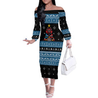Happy Hockeyday Christmas Family Matching Off The Shoulder Long Sleeve Dress and Hawaiian Shirt Xmas Holiday Patterns - Wonder Print Shop