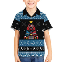 Happy Hockeyday Christmas Family Matching Off The Shoulder Long Sleeve Dress and Hawaiian Shirt Xmas Holiday Patterns - Wonder Print Shop