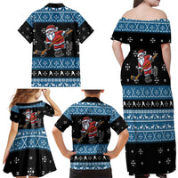 Happy Hockeyday Christmas Family Matching Off Shoulder Maxi Dress and Hawaiian Shirt Xmas Holiday Patterns - Wonder Print Shop