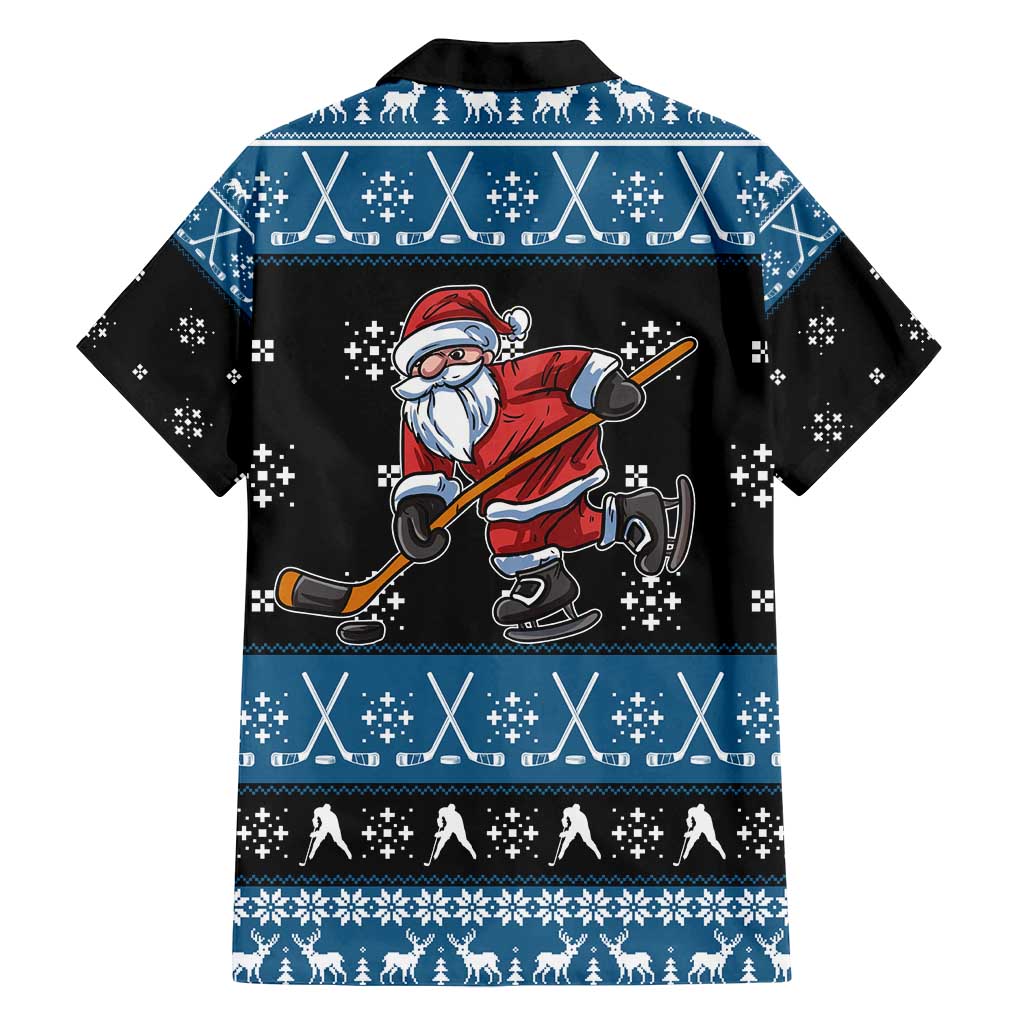 Happy Hockeyday Christmas Family Matching Off Shoulder Maxi Dress and Hawaiian Shirt Xmas Holiday Patterns - Wonder Print Shop