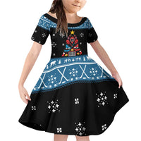 Happy Hockeyday Christmas Family Matching Off Shoulder Short Dress and Hawaiian Shirt Xmas Holiday Patterns - Wonder Print Shop