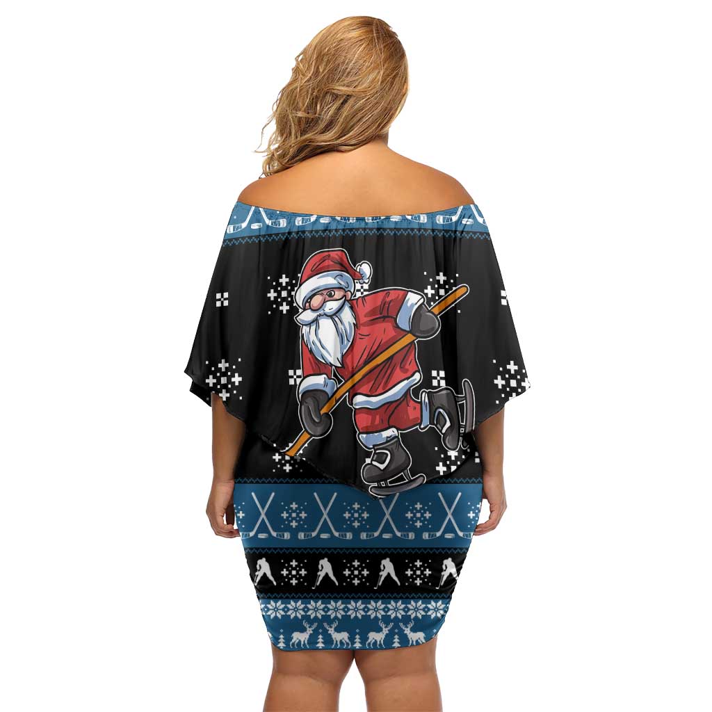 Happy Hockeyday Christmas Family Matching Off Shoulder Short Dress and Hawaiian Shirt Xmas Holiday Patterns - Wonder Print Shop