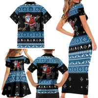Happy Hockeyday Christmas Family Matching Short Sleeve Bodycon Dress and Hawaiian Shirt Xmas Holiday Patterns - Wonder Print Shop