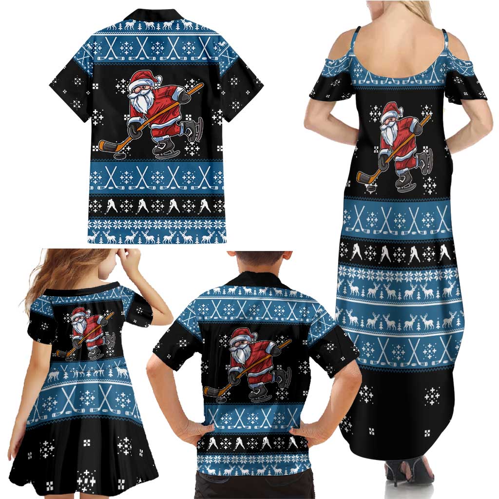 Happy Hockeyday Christmas Family Matching Summer Maxi Dress and Hawaiian Shirt Xmas Holiday Patterns - Wonder Print Shop