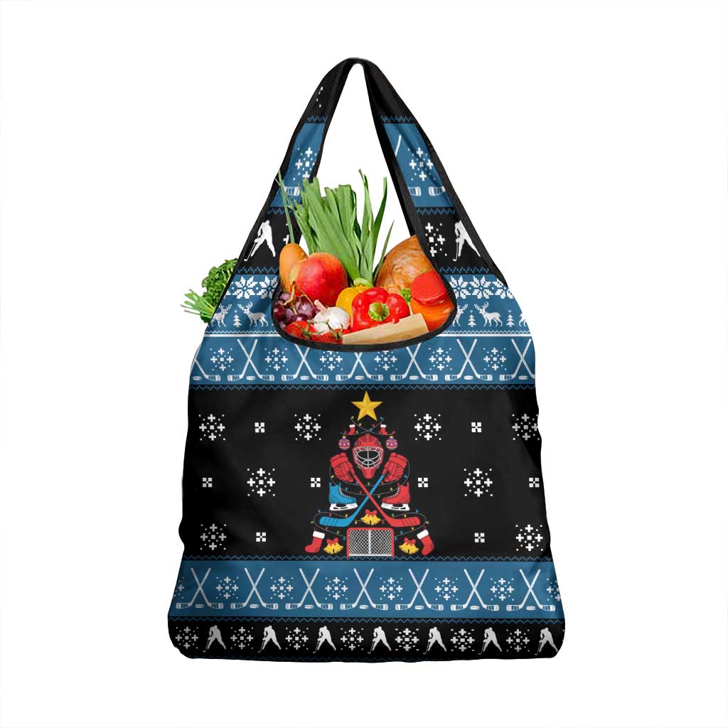 Happy Hockeyday Christmas Grocery Bag Xmas Holiday Patterns - Wonder Print Shop