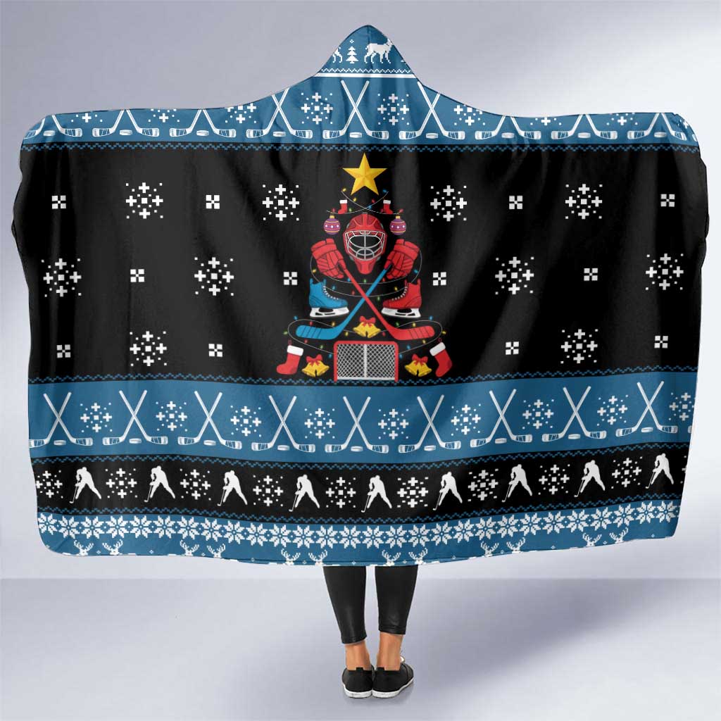 Happy Hockeyday Christmas Hooded Blanket Xmas Holiday Patterns - Wonder Print Shop