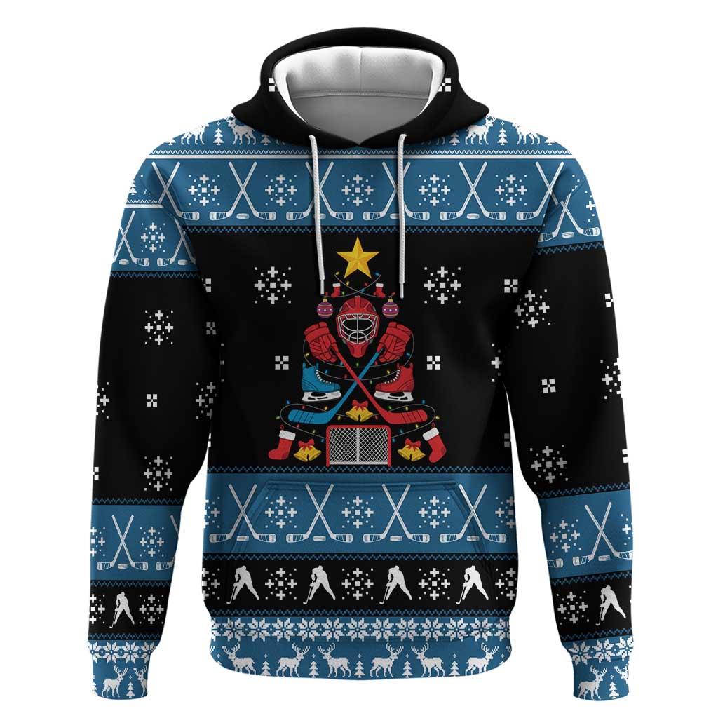 Happy Hockeyday Christmas Hoodie Xmas Holiday Patterns - Wonder Print Shop