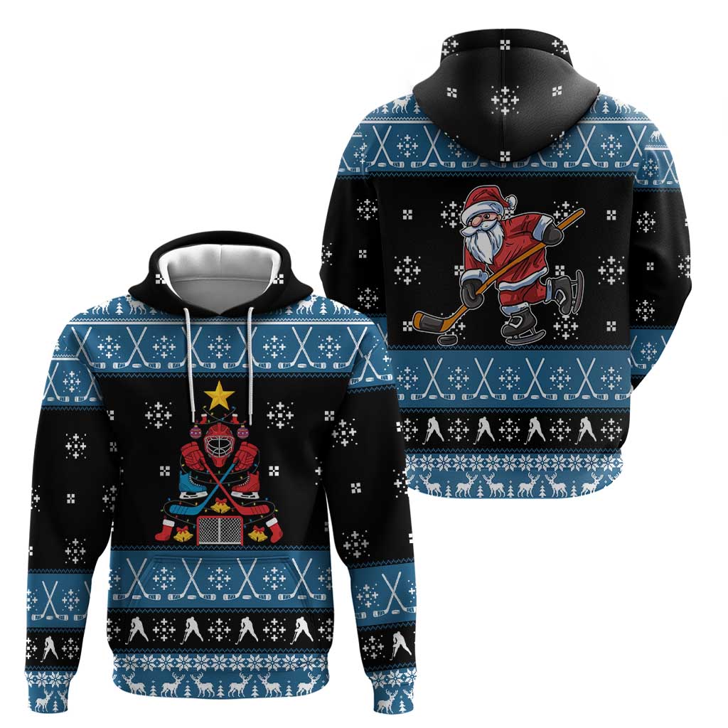 Happy Hockeyday Christmas Hoodie Xmas Holiday Patterns - Wonder Print Shop