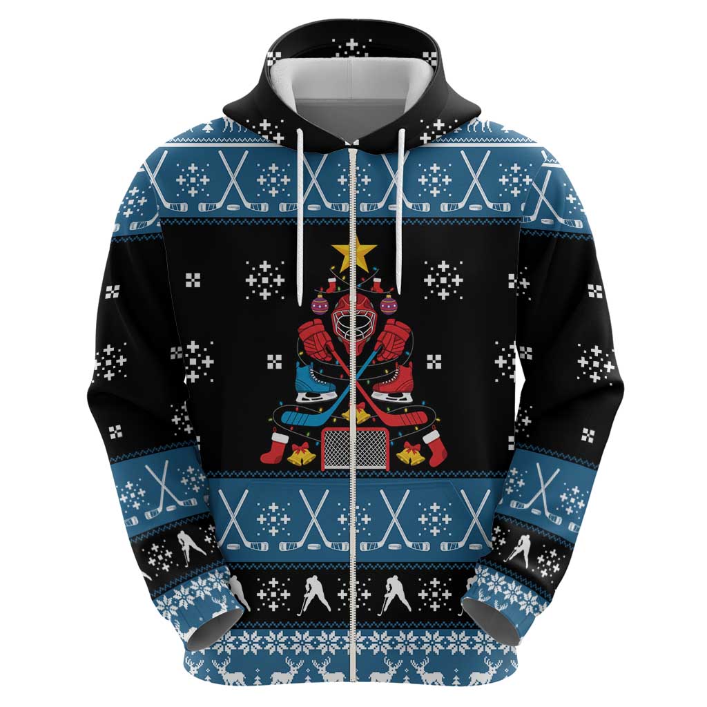 Happy Hockeyday Christmas Hoodie Xmas Holiday Patterns - Wonder Print Shop