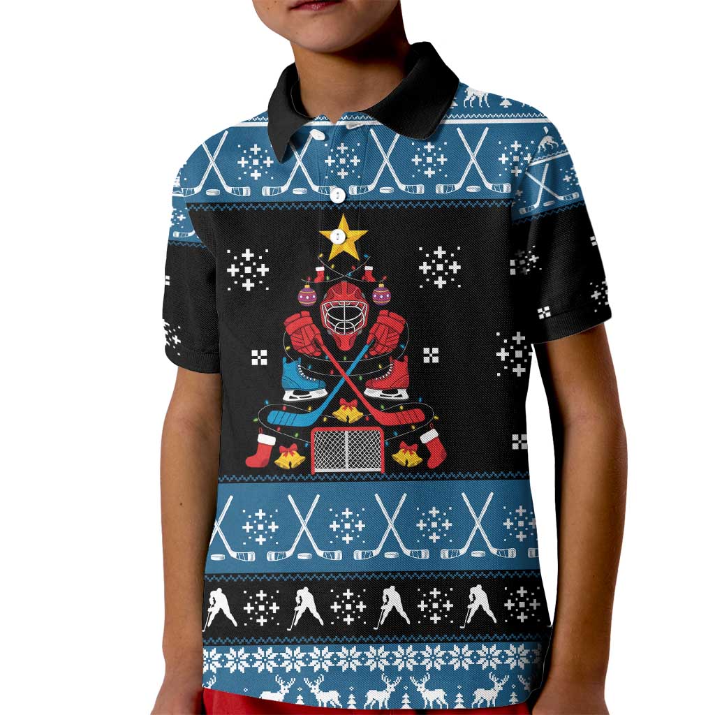 Happy Hockeyday Christmas Kid Polo Shirt Xmas Holiday Patterns - Wonder Print Shop