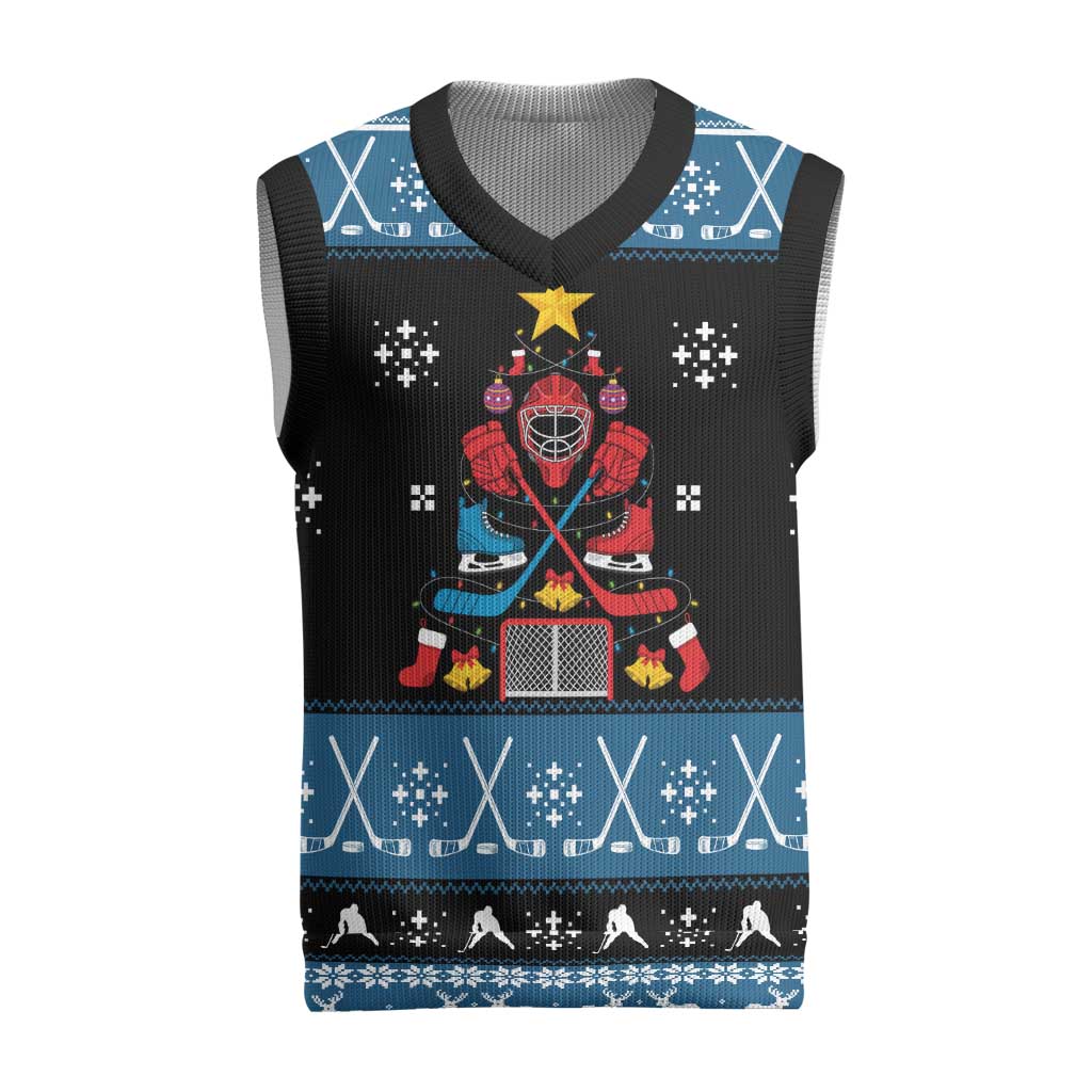 Happy Hockeyday Christmas Knitted V-Neck Vest Xmas Holiday Patterns - Wonder Print Shop