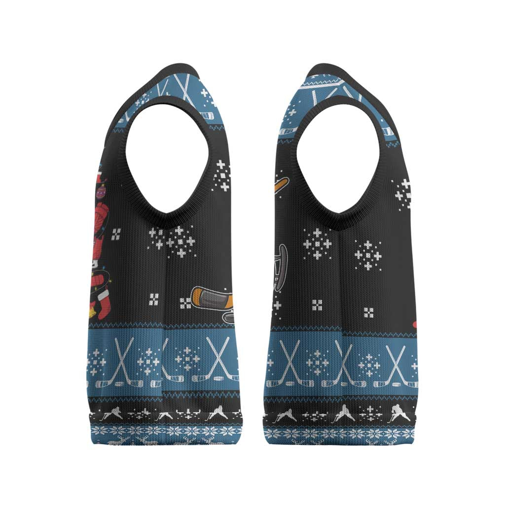 Happy Hockeyday Christmas Knitted V-Neck Vest Xmas Holiday Patterns - Wonder Print Shop