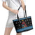 Happy Hockeyday Christmas Leather Tote Bag Xmas Holiday Patterns - Wonder Print Shop