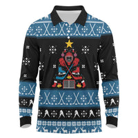 Happy Hockeyday Christmas Long Sleeve Polo Shirt Xmas Holiday Patterns - Wonder Print Shop