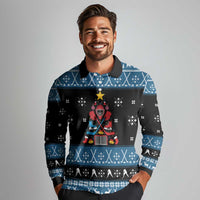 Happy Hockeyday Christmas Long Sleeve Polo Shirt Xmas Holiday Patterns - Wonder Print Shop