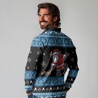 Happy Hockeyday Christmas Long Sleeve Polo Shirt Xmas Holiday Patterns - Wonder Print Shop