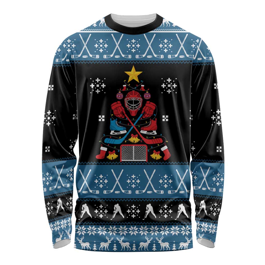 Happy Hockeyday Christmas Long Sleeve Shirt Xmas Holiday Patterns - Wonder Print Shop