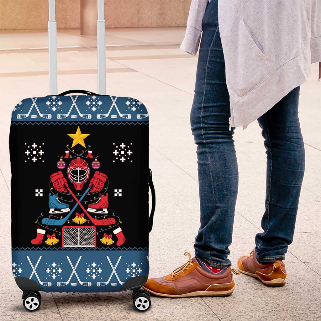 Happy Hockeyday Christmas Luggage Cover Xmas Holiday Patterns - Wonder Print Shop
