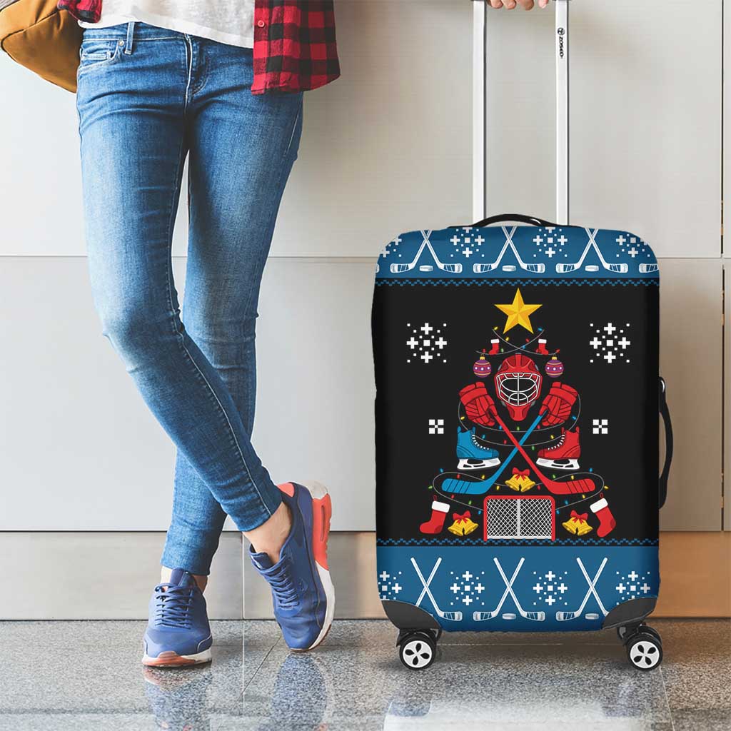 Happy Hockeyday Christmas Luggage Cover Xmas Holiday Patterns - Wonder Print Shop