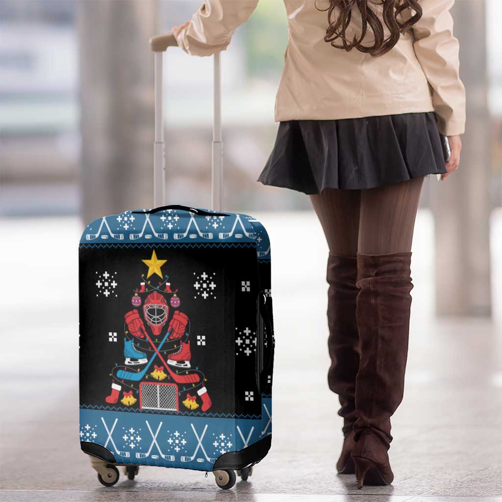 Happy Hockeyday Christmas Luggage Cover Xmas Holiday Patterns - Wonder Print Shop