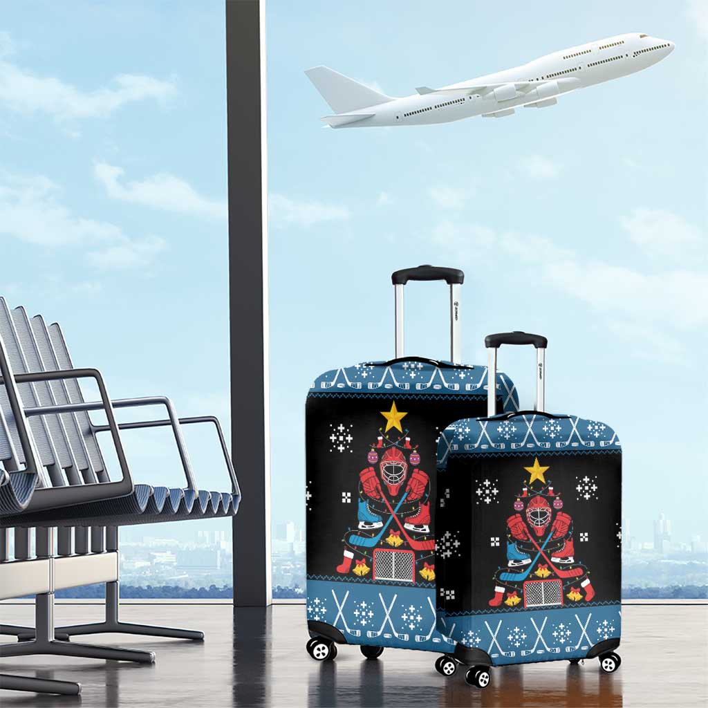 Happy Hockeyday Christmas Luggage Cover Xmas Holiday Patterns - Wonder Print Shop