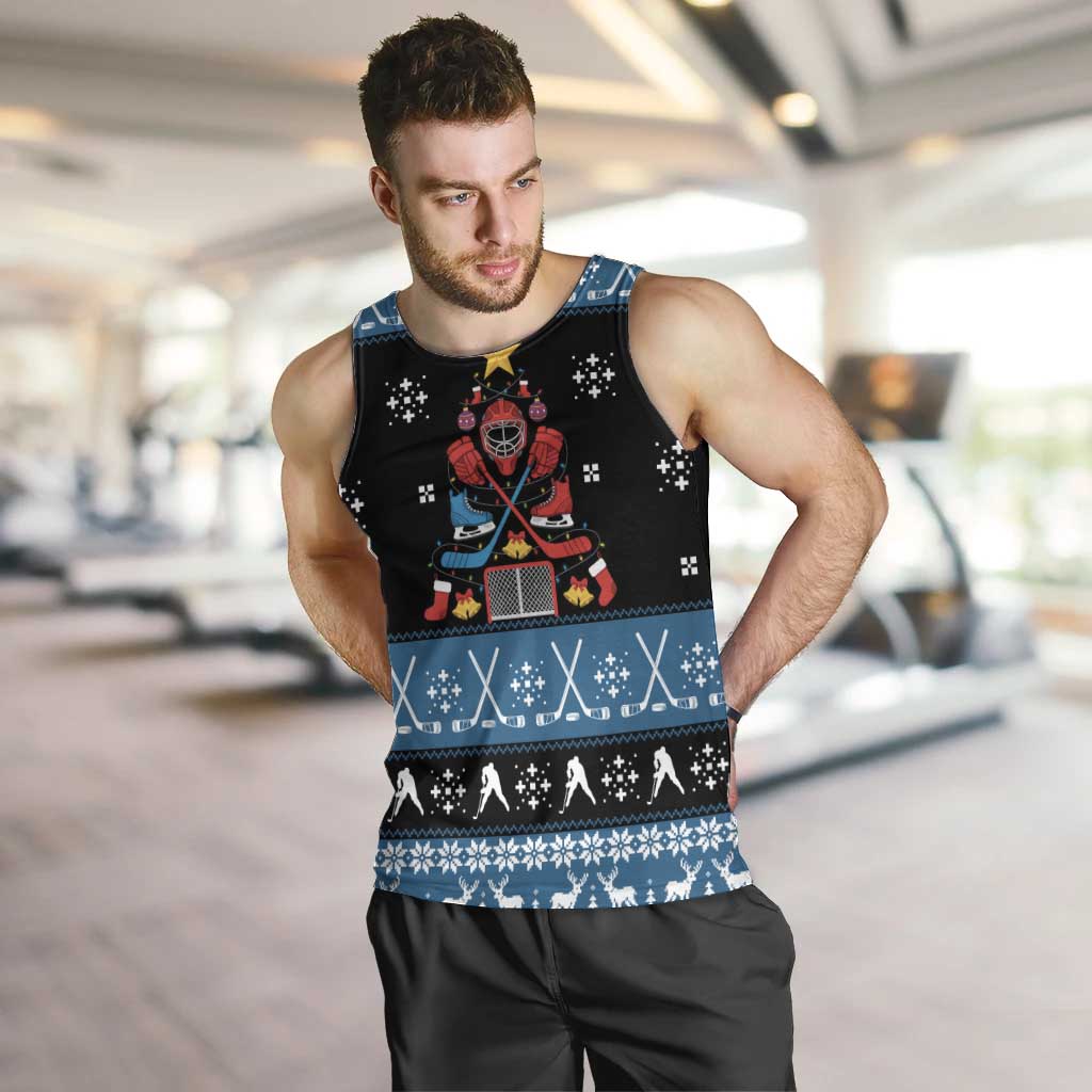 Happy Hockeyday Christmas Men Tank Top Xmas Holiday Patterns - Wonder Print Shop