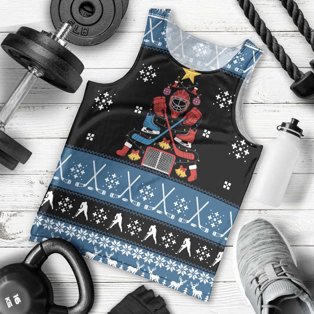 Happy Hockeyday Christmas Men Tank Top Xmas Holiday Patterns - Wonder Print Shop