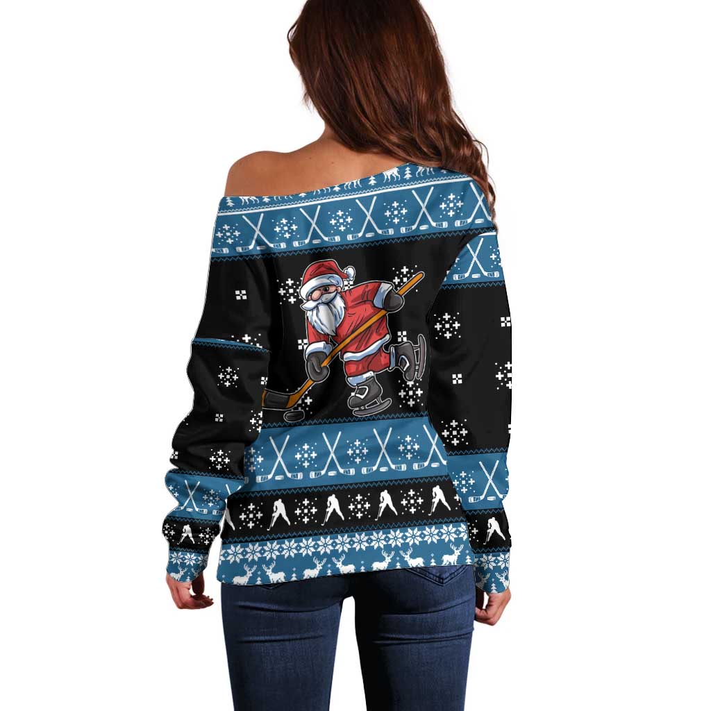Happy Hockeyday Christmas Off Shoulder Sweater Xmas Holiday Patterns - Wonder Print Shop