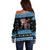 Happy Hockeyday Christmas Off Shoulder Sweater Xmas Holiday Patterns - Wonder Print Shop