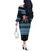 Happy Hockeyday Christmas Off The Shoulder Long Sleeve Dress Xmas Holiday Patterns - Wonder Print Shop