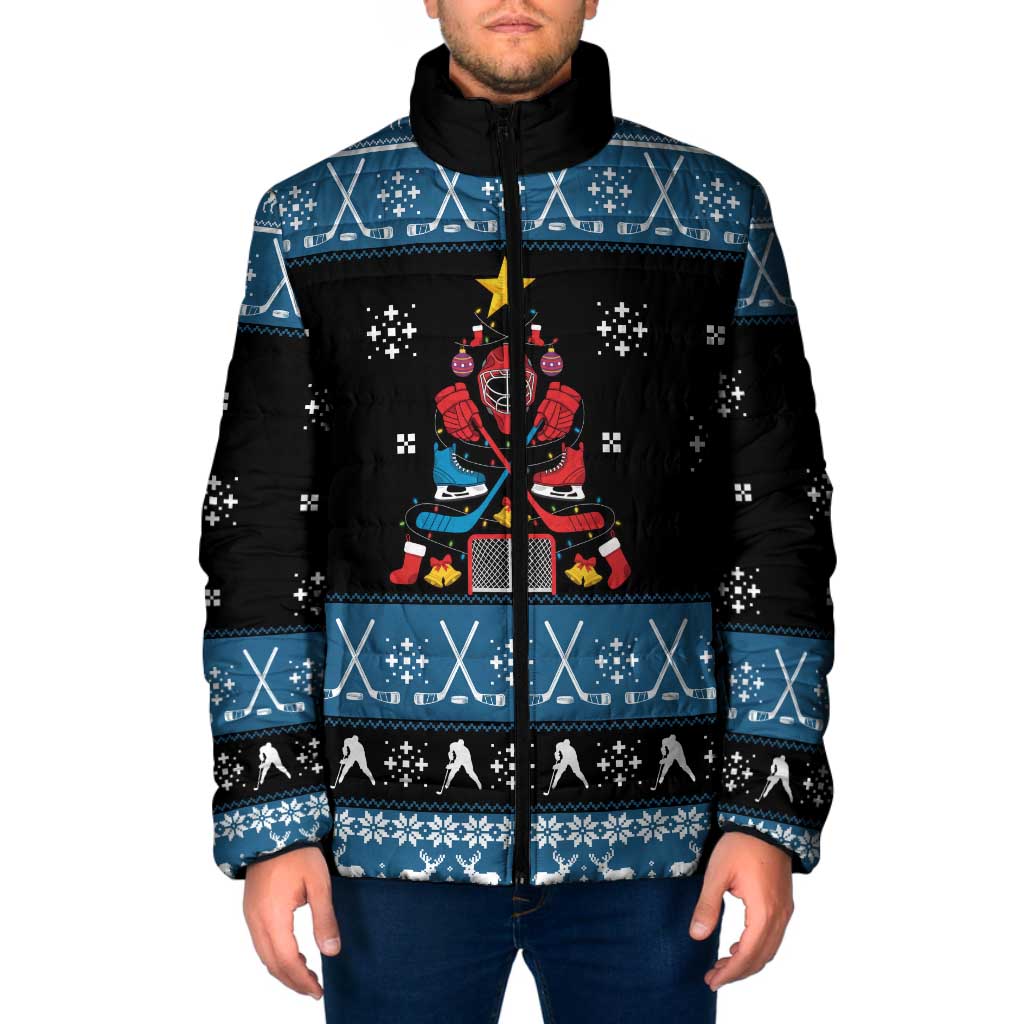 Happy Hockeyday Christmas Padded Jacket Xmas Holiday Patterns - Wonder Print Shop