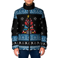 Happy Hockeyday Christmas Padded Jacket Xmas Holiday Patterns - Wonder Print Shop