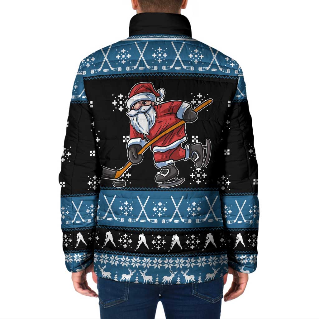 Happy Hockeyday Christmas Padded Jacket Xmas Holiday Patterns - Wonder Print Shop