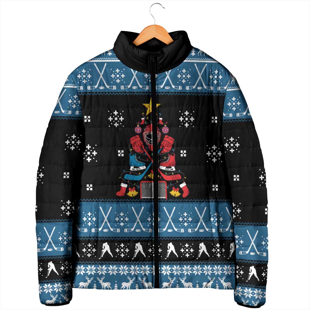 Happy Hockeyday Christmas Padded Jacket Xmas Holiday Patterns - Wonder Print Shop