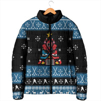 Happy Hockeyday Christmas Padded Jacket Xmas Holiday Patterns - Wonder Print Shop