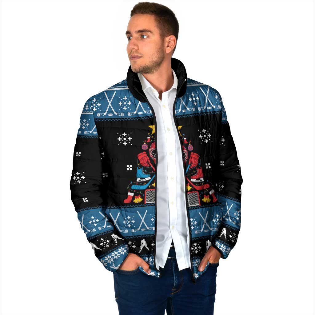 Happy Hockeyday Christmas Padded Jacket Xmas Holiday Patterns - Wonder Print Shop