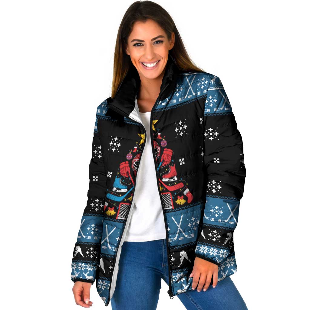Happy Hockeyday Christmas Padded Jacket Xmas Holiday Patterns - Wonder Print Shop