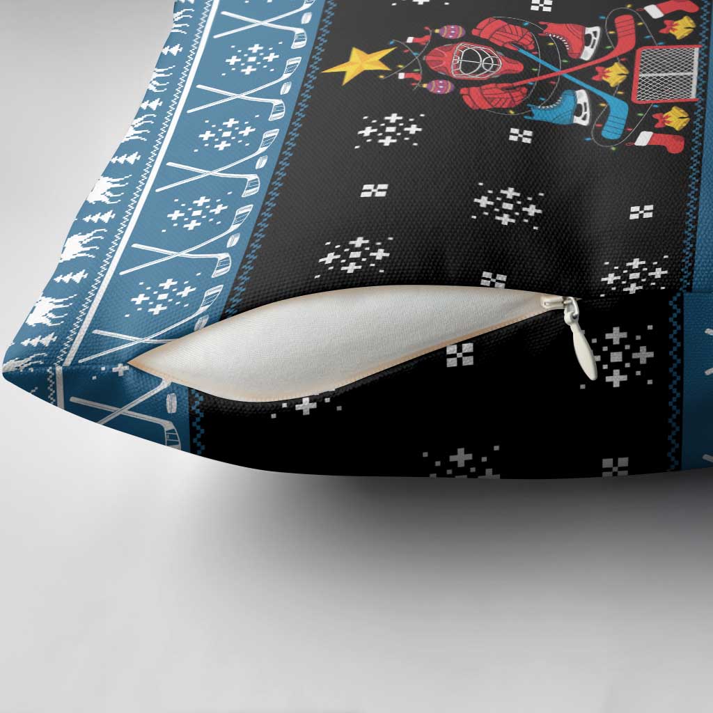 Happy Hockeyday Christmas Pillow Cover Xmas Holiday Patterns - Wonder Print Shop