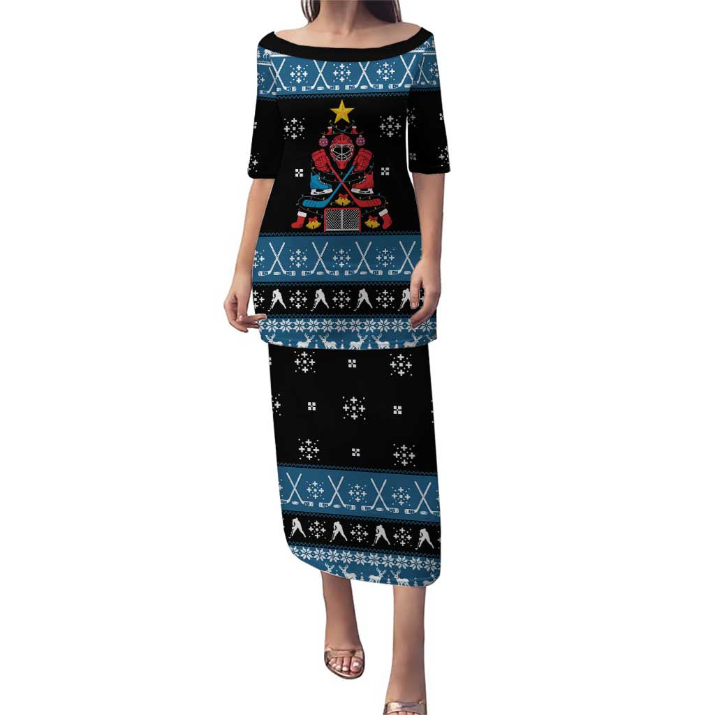 Happy Hockeyday Christmas Puletasi Xmas Holiday Patterns - Wonder Print Shop