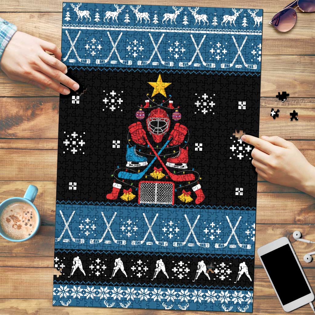 Happy Hockeyday Christmas Puzzle Xmas Holiday Patterns - Wonder Print Shop