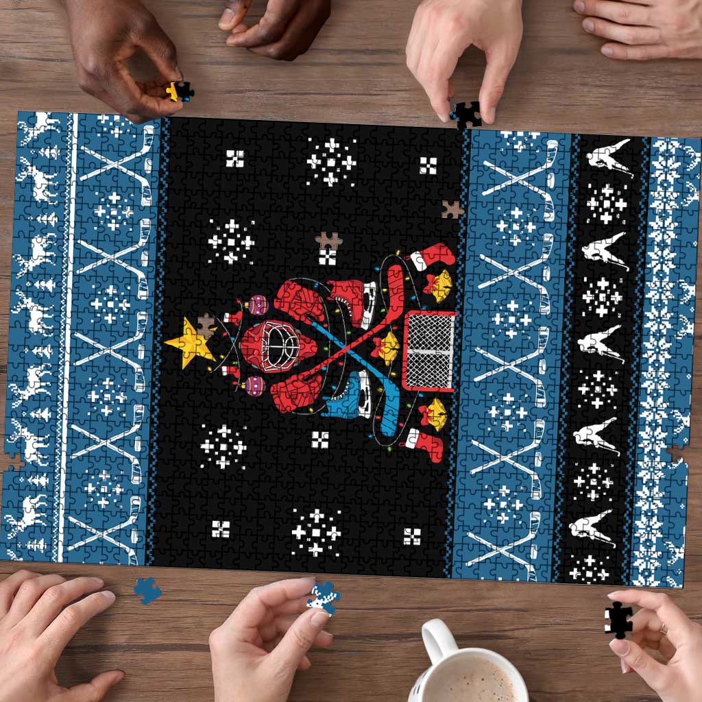 Happy Hockeyday Christmas Puzzle Xmas Holiday Patterns - Wonder Print Shop